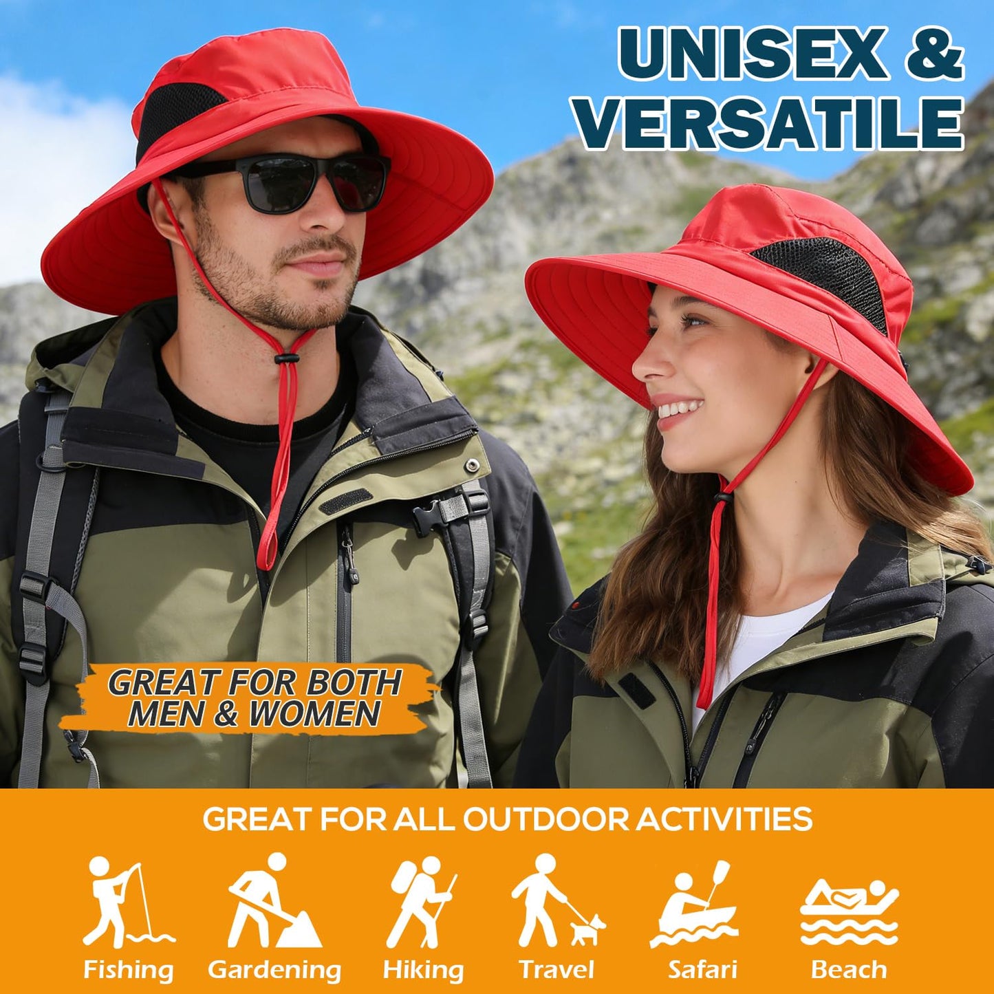 EINSKEY Wide Brim Sun Hat, UPF 50+ UV Protection Waterproof Packable Bucket Hat for Men & Women, Fishing Hiking Beach Garden