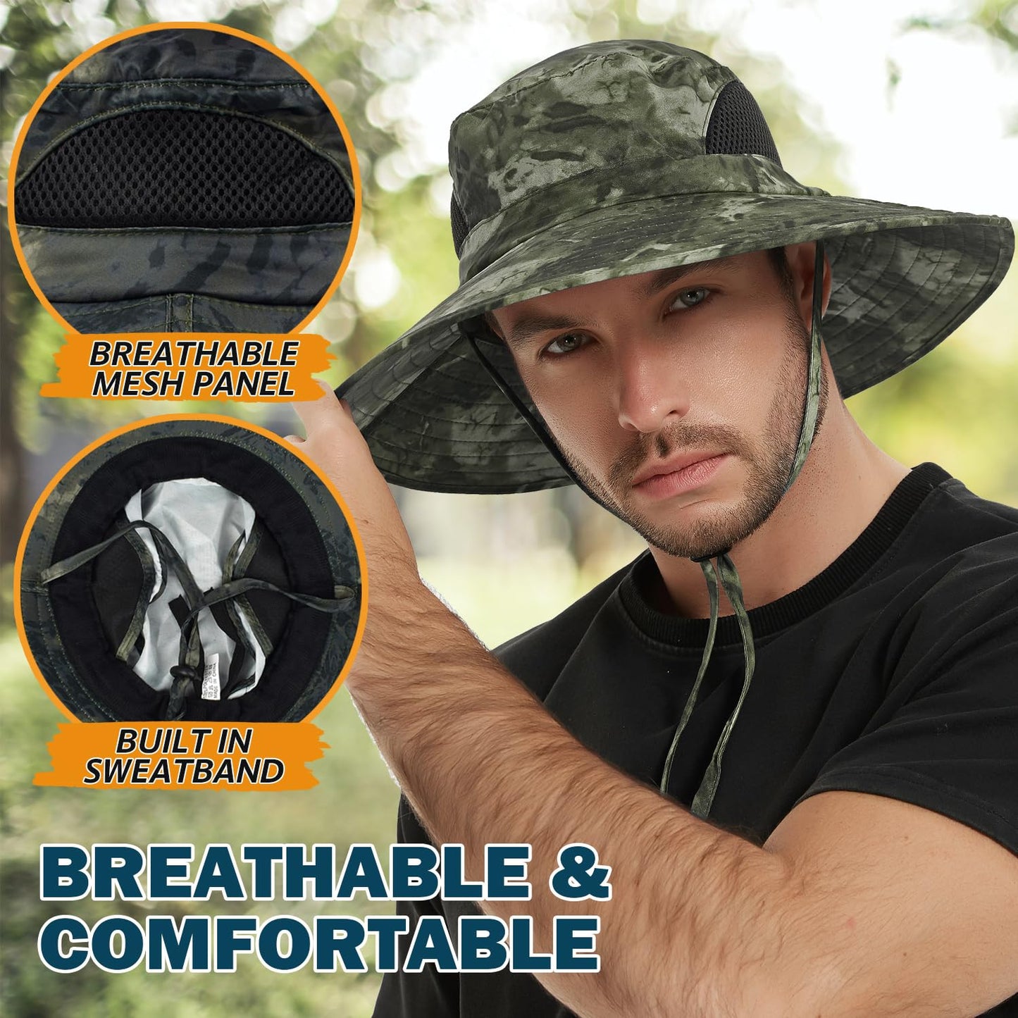 Wide-Brim Sun Hat — UPF 50+, Packable, Waterproof (EINSKEY)