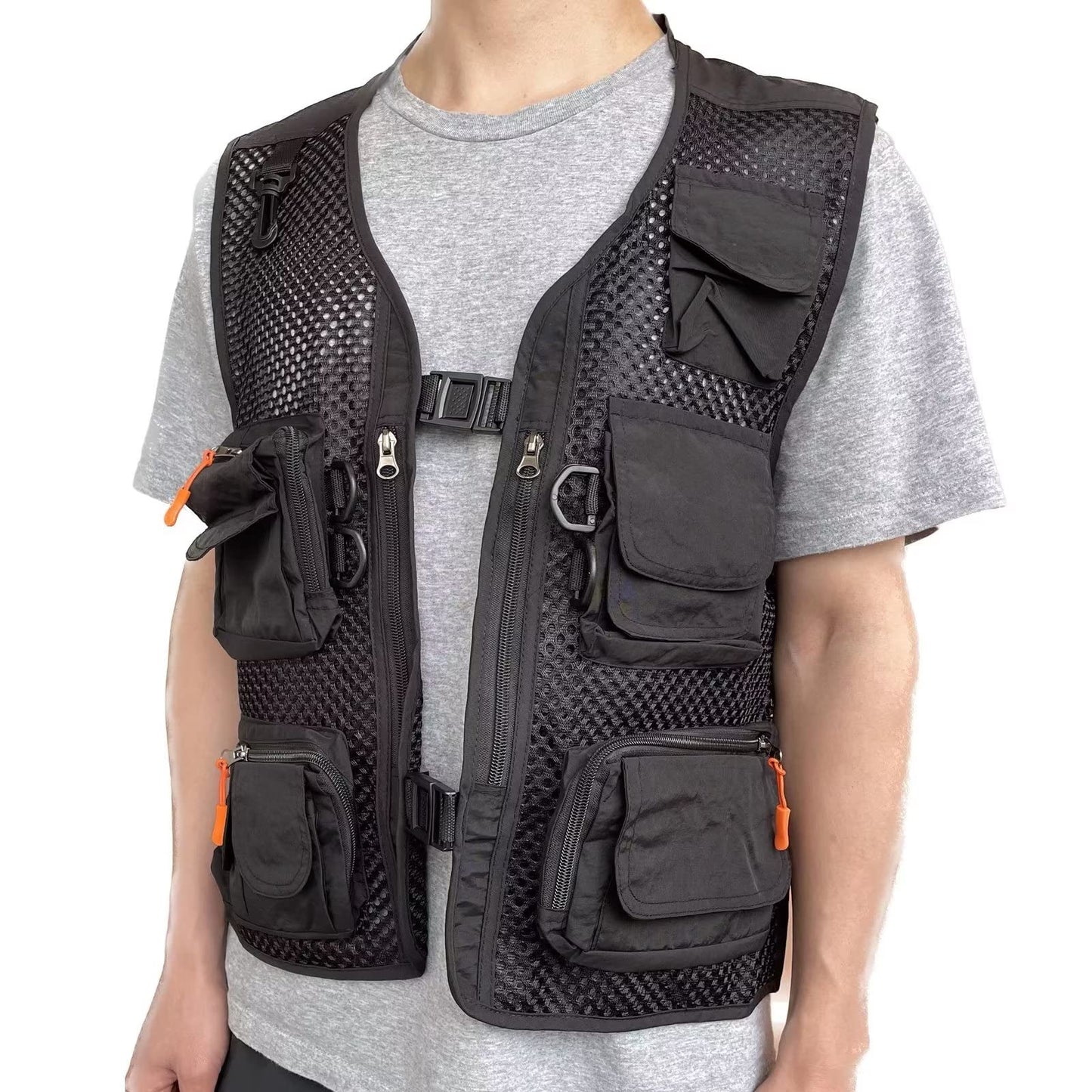 Men Mesh Breathable Multi-Pocket Vest Outdoor Travelers Fly Fishing Photography