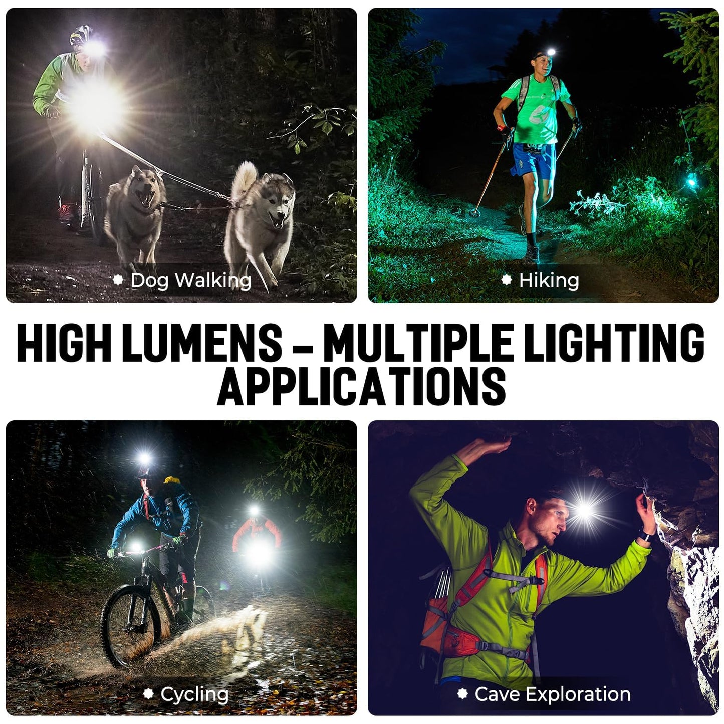 Rechargeable LED Headlamp — Adjustable Focus, IPX6, 5 Modes (BERCOL)