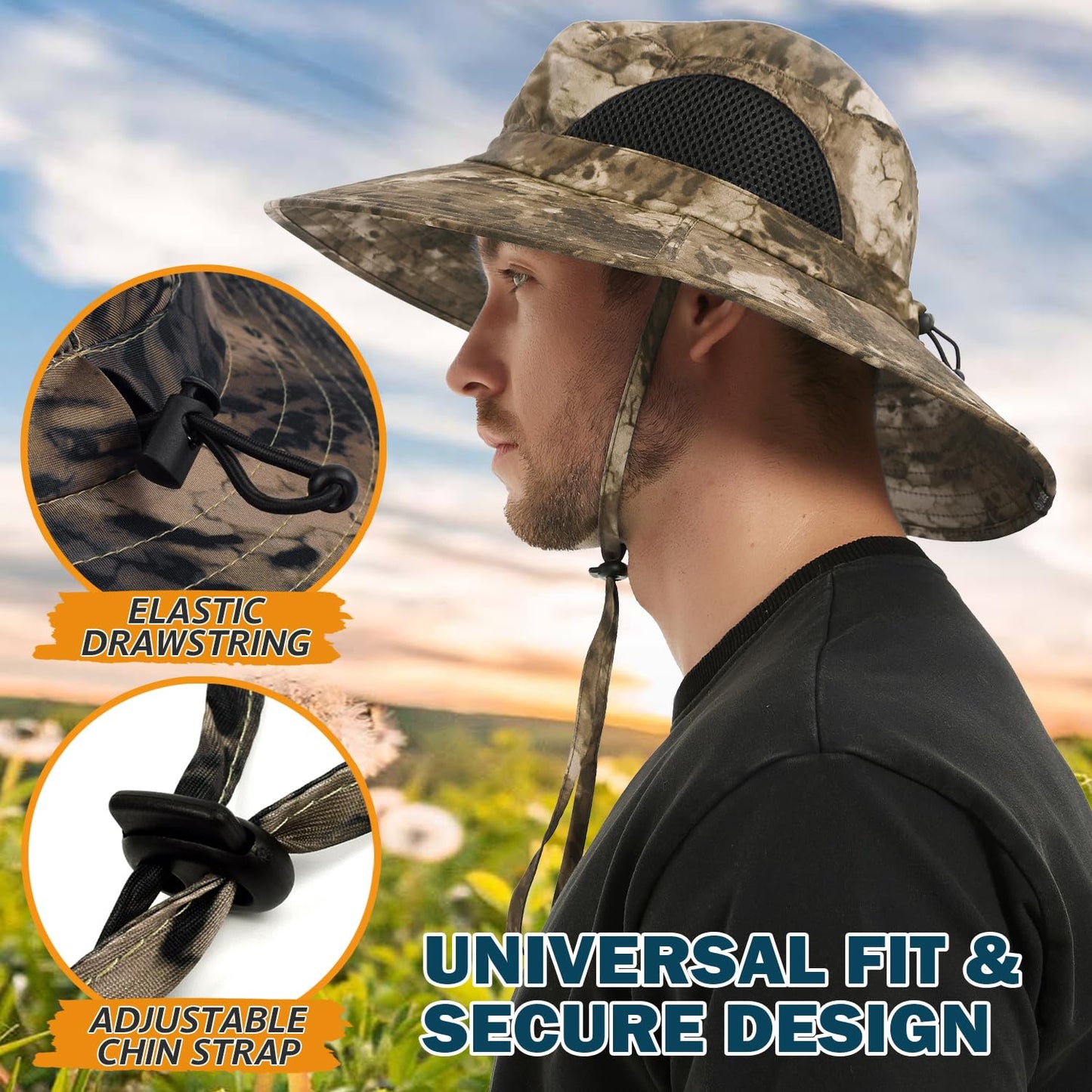 Wide-Brim Sun Hat — UPF 50+, Packable, Waterproof (EINSKEY)
