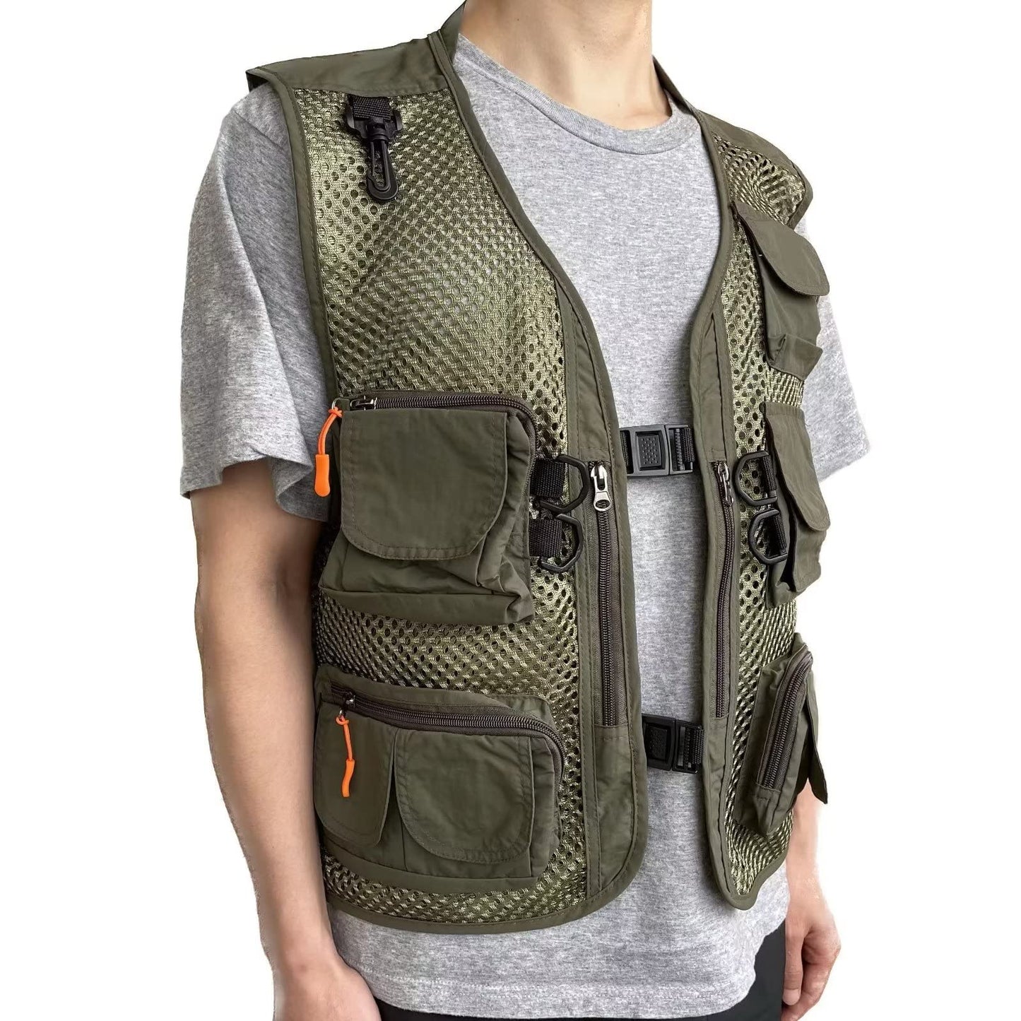 Men Mesh Breathable Multi-Pocket Vest Outdoor Travelers Fly Fishing Photography