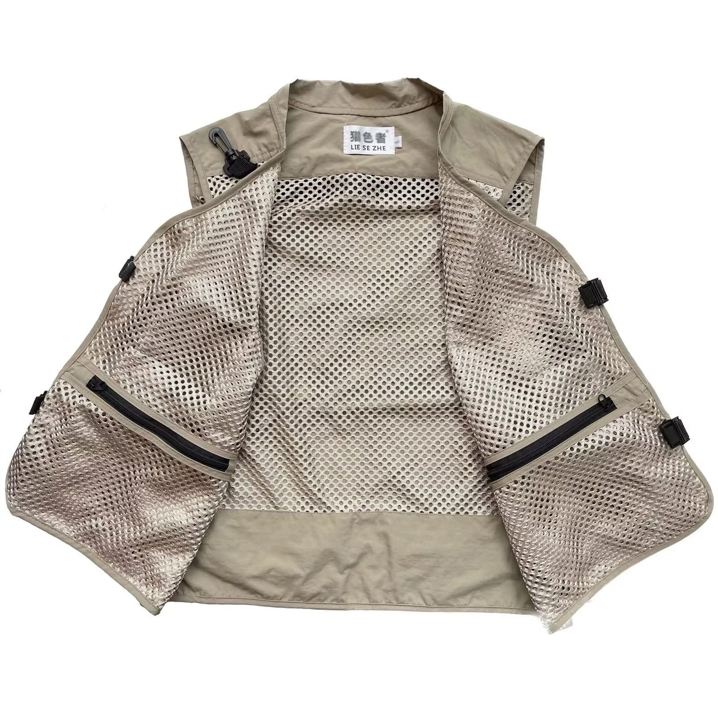 Men Mesh Breathable Multi-Pocket Vest Outdoor Travelers Fly Fishing Photography