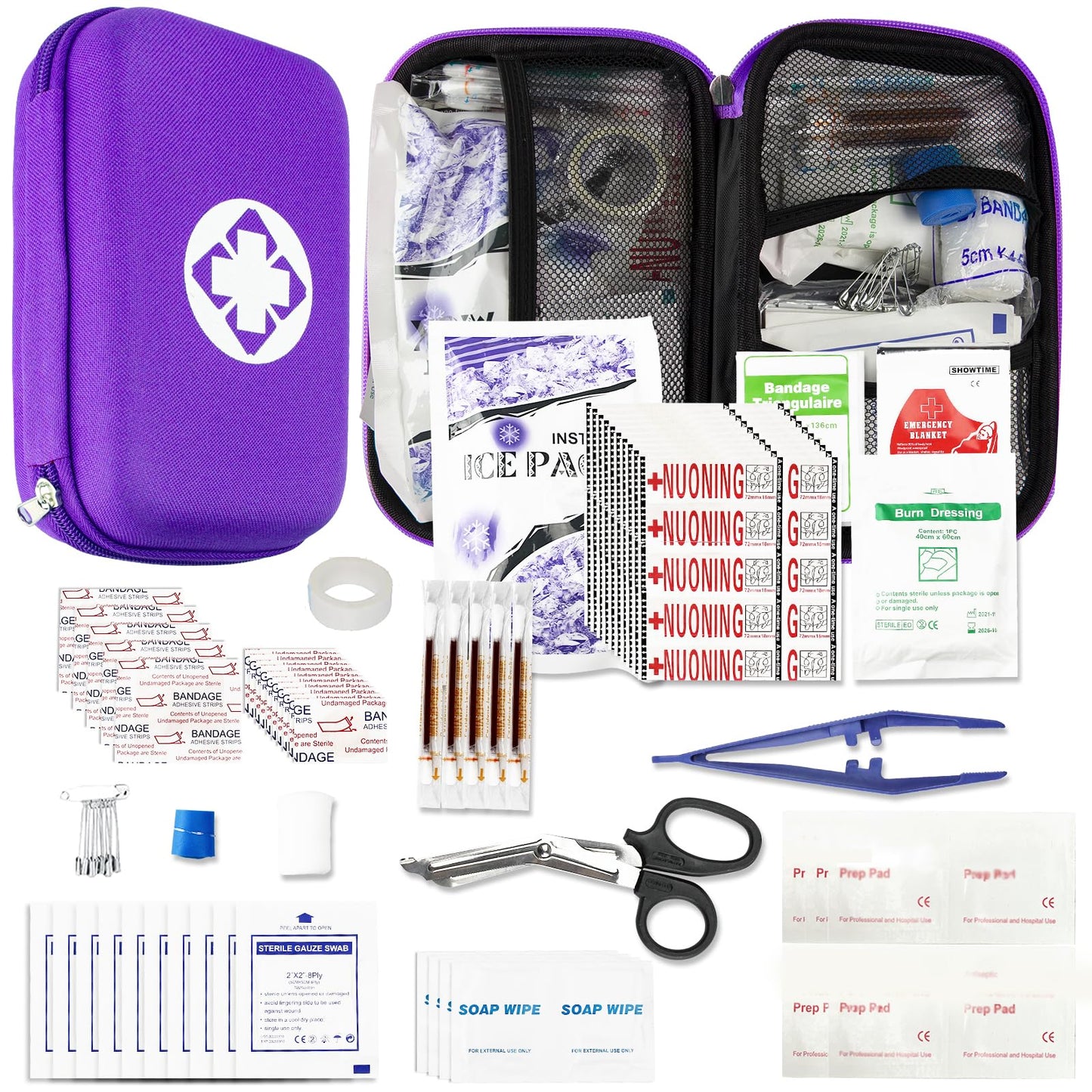 276PCS Small Travel First Aid Kit Supplies for Business, First Aid Kits Backpacking Essentials Items Trauma First Aid Survival Kits for Home Outdoor Adventure, Blue AMORNING