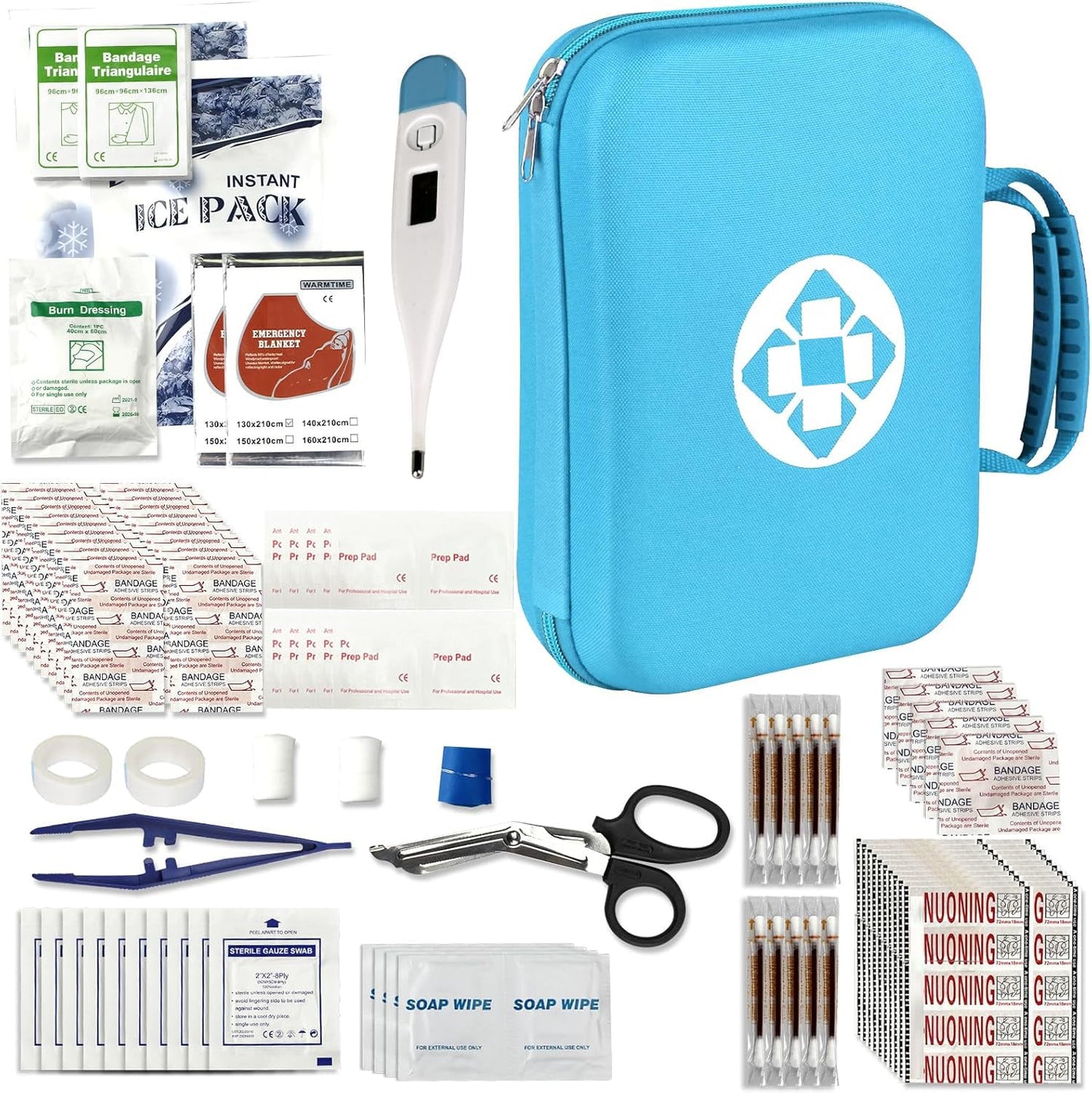 276PCS Small Travel First Aid Kit Supplies for Business, First Aid Kits Backpacking Essentials Items Trauma First Aid Survival Kits for Home Outdoor Adventure, Blue AMORNING