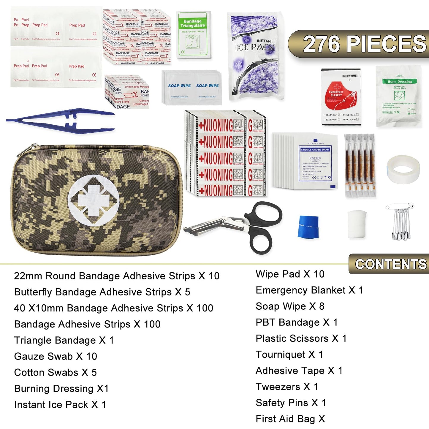 276PCS Small Travel First Aid Kit Supplies for Business, First Aid Kits Backpacking Essentials Items Trauma First Aid Survival Kits for Home Outdoor Adventure, Blue AMORNING
