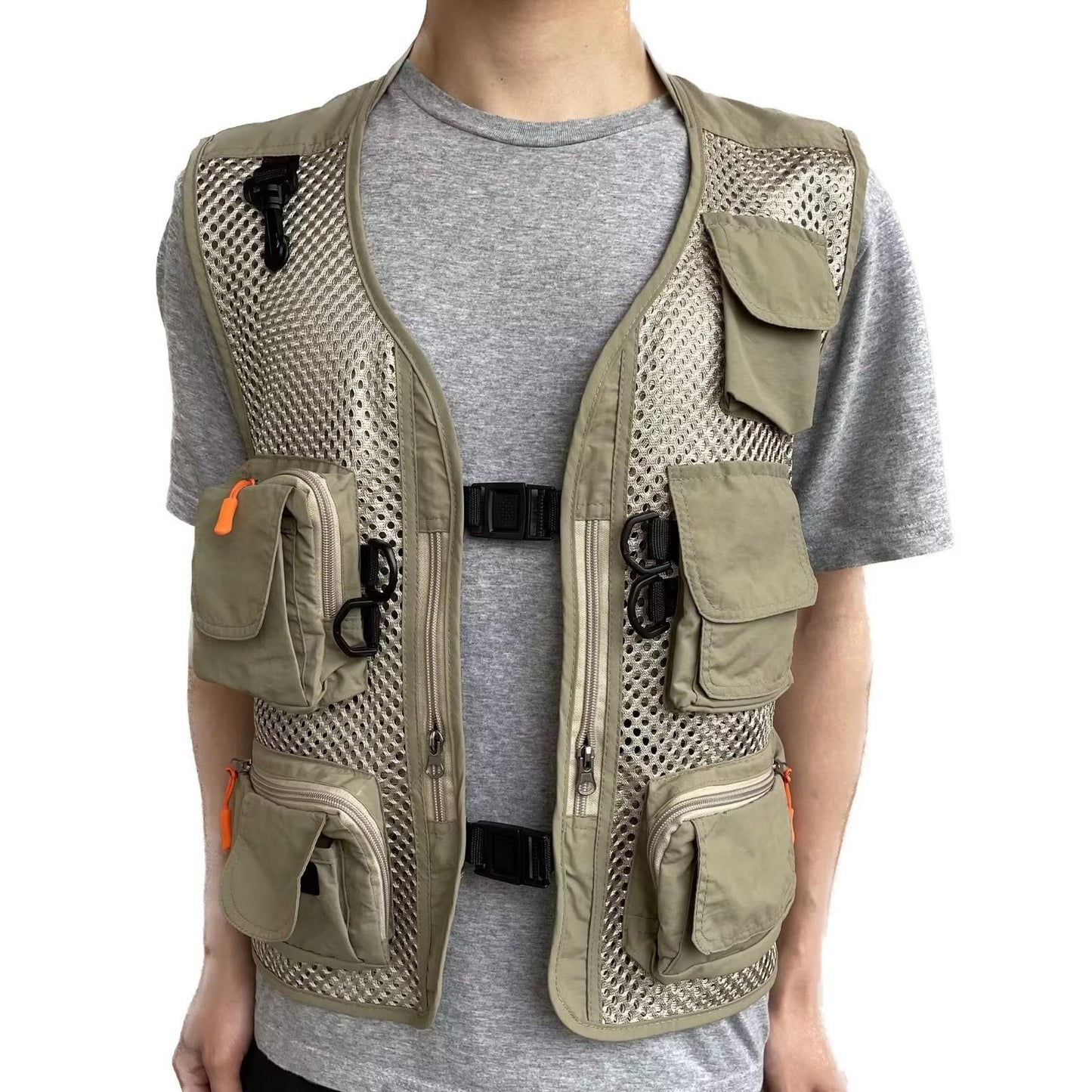 Men Mesh Breathable Multi-Pocket Vest Outdoor Travelers Fly Fishing Photography
