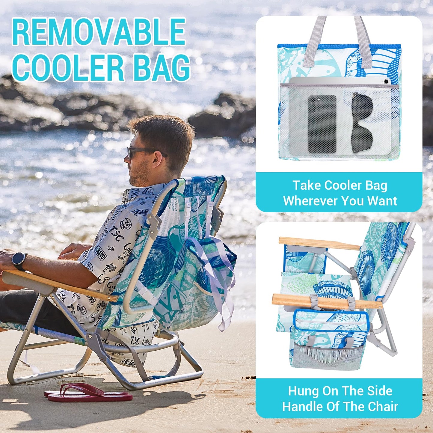 #WEJOY Beach Chair for Adults, Reclining Adjustable Position, Lay Flat Lightweight Folding Portable Aluminum Chair with Backpack Straps,Padded headrest, Heavy Duty 400 lbs Lawn Chair for Beach, Sand