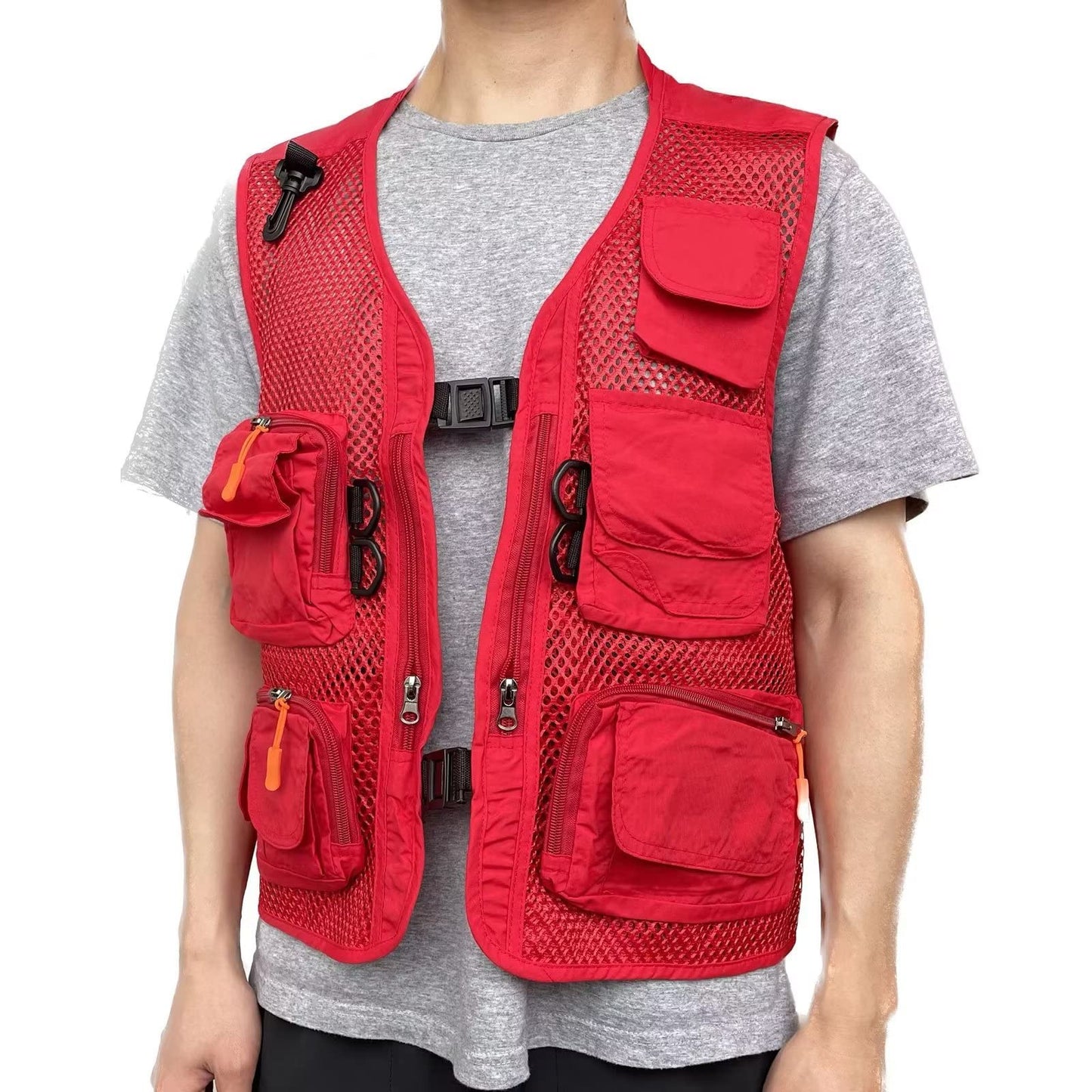 Men Mesh Breathable Multi-Pocket Vest Outdoor Travelers Fly Fishing Photography