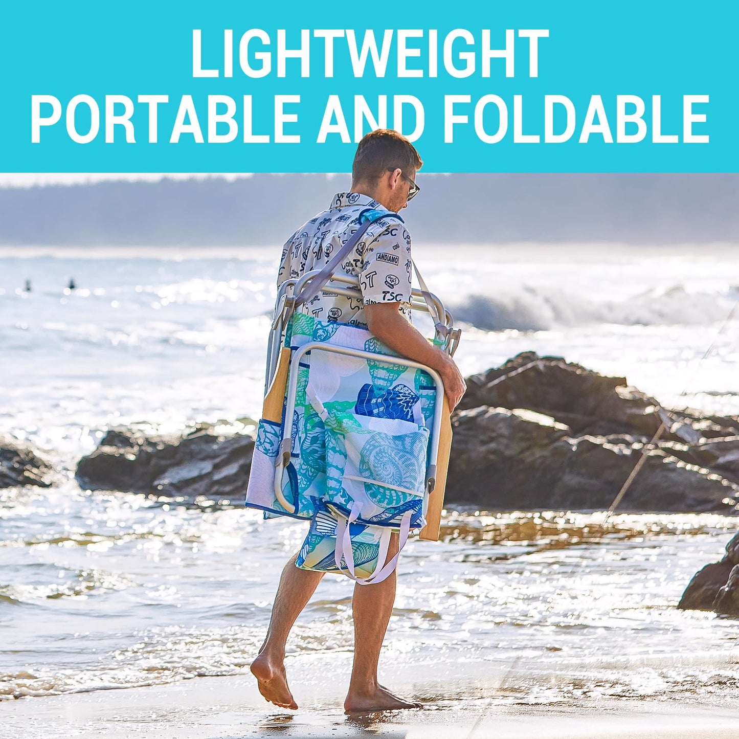 #WEJOY Beach Chair for Adults, Reclining Adjustable Position, Lay Flat Lightweight Folding Portable Aluminum Chair with Backpack Straps,Padded headrest, Heavy Duty 400 lbs Lawn Chair for Beach, Sand