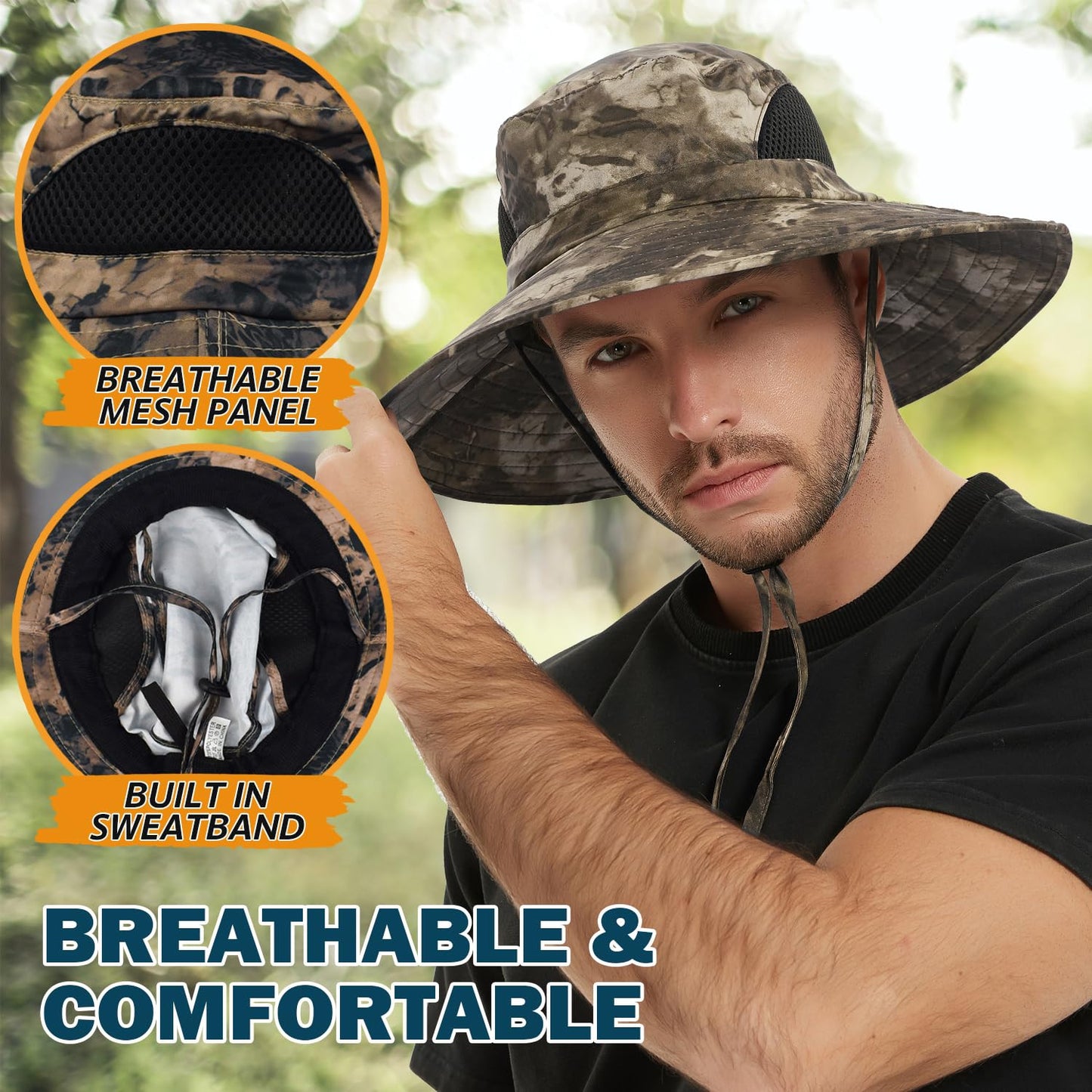 Wide-Brim Sun Hat — UPF 50+, Packable, Waterproof (EINSKEY)