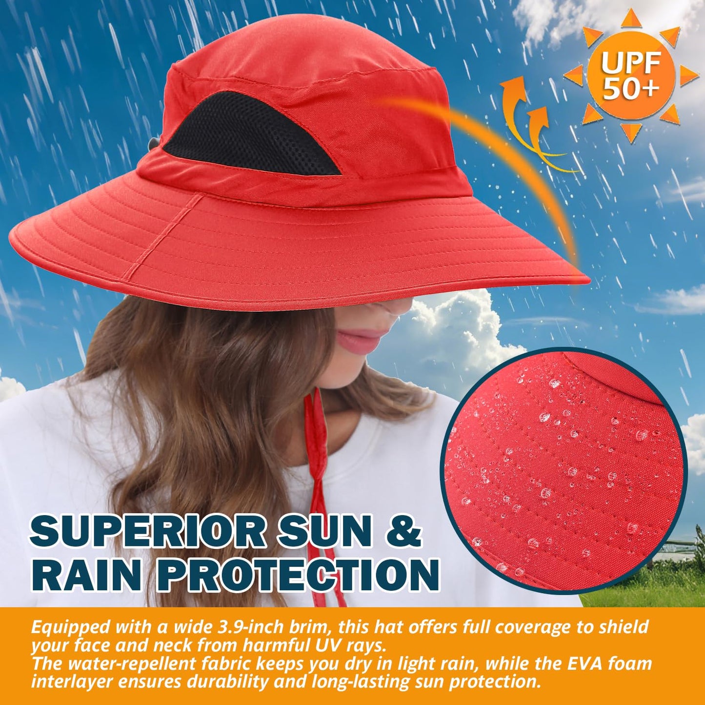 Wide-Brim Sun Hat — UPF 50+, Packable, Waterproof (EINSKEY)