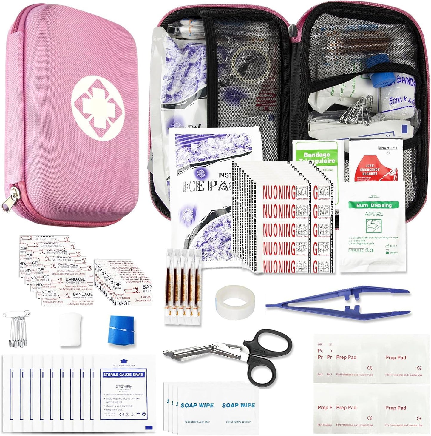 276PCS Small Travel First Aid Kit Supplies for Business, First Aid Kits Backpacking Essentials Items Trauma First Aid Survival Kits for Home Outdoor Adventure, Blue AMORNING