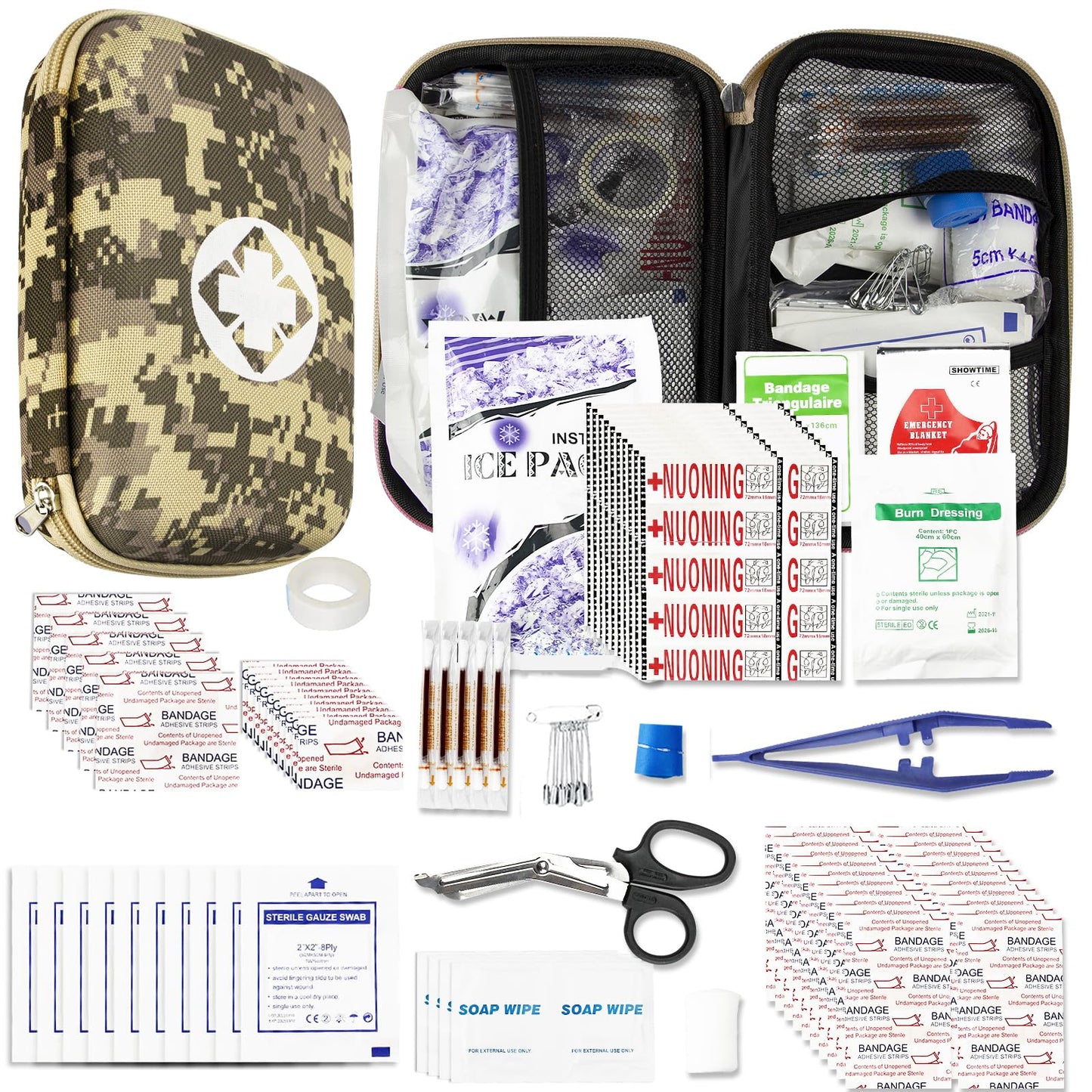 276PCS Small Travel First Aid Kit Supplies for Business, First Aid Kits Backpacking Essentials Items Trauma First Aid Survival Kits for Home Outdoor Adventure, Blue AMORNING