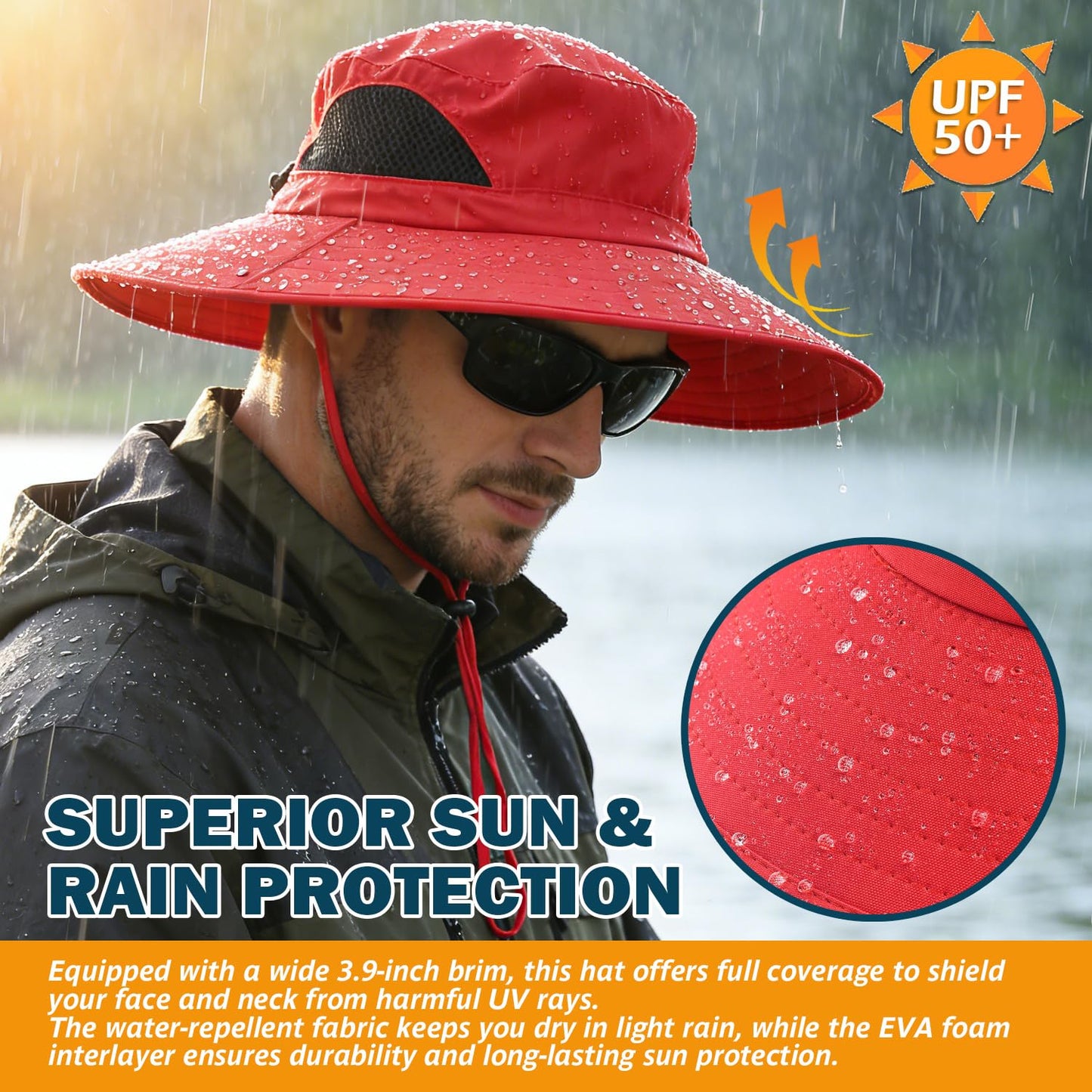 EINSKEY Wide Brim Sun Hat, UPF 50+ UV Protection Waterproof Packable Bucket Hat for Men & Women, Fishing Hiking Beach Garden