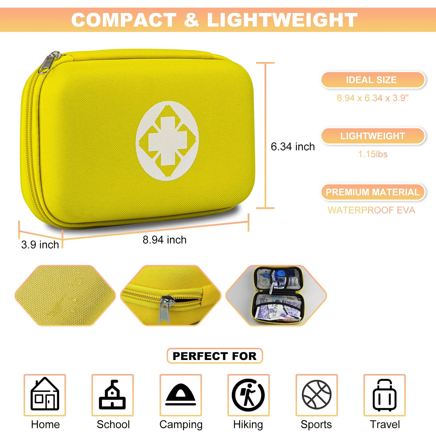 276PCS Small Travel First Aid Kit Supplies for Business, First Aid Kits Backpacking Essentials Items Trauma First Aid Survival Kits for Home Outdoor Adventure, Blue AMORNING
