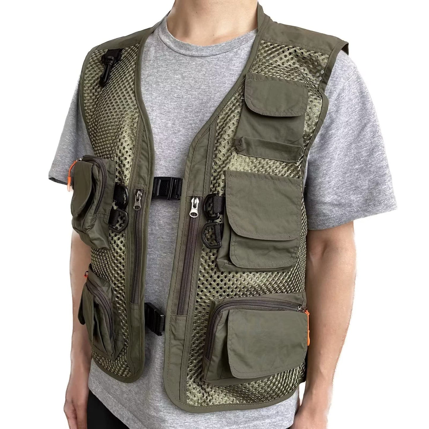 Men Mesh Breathable Multi-Pocket Vest Outdoor Travelers Fly Fishing Photography