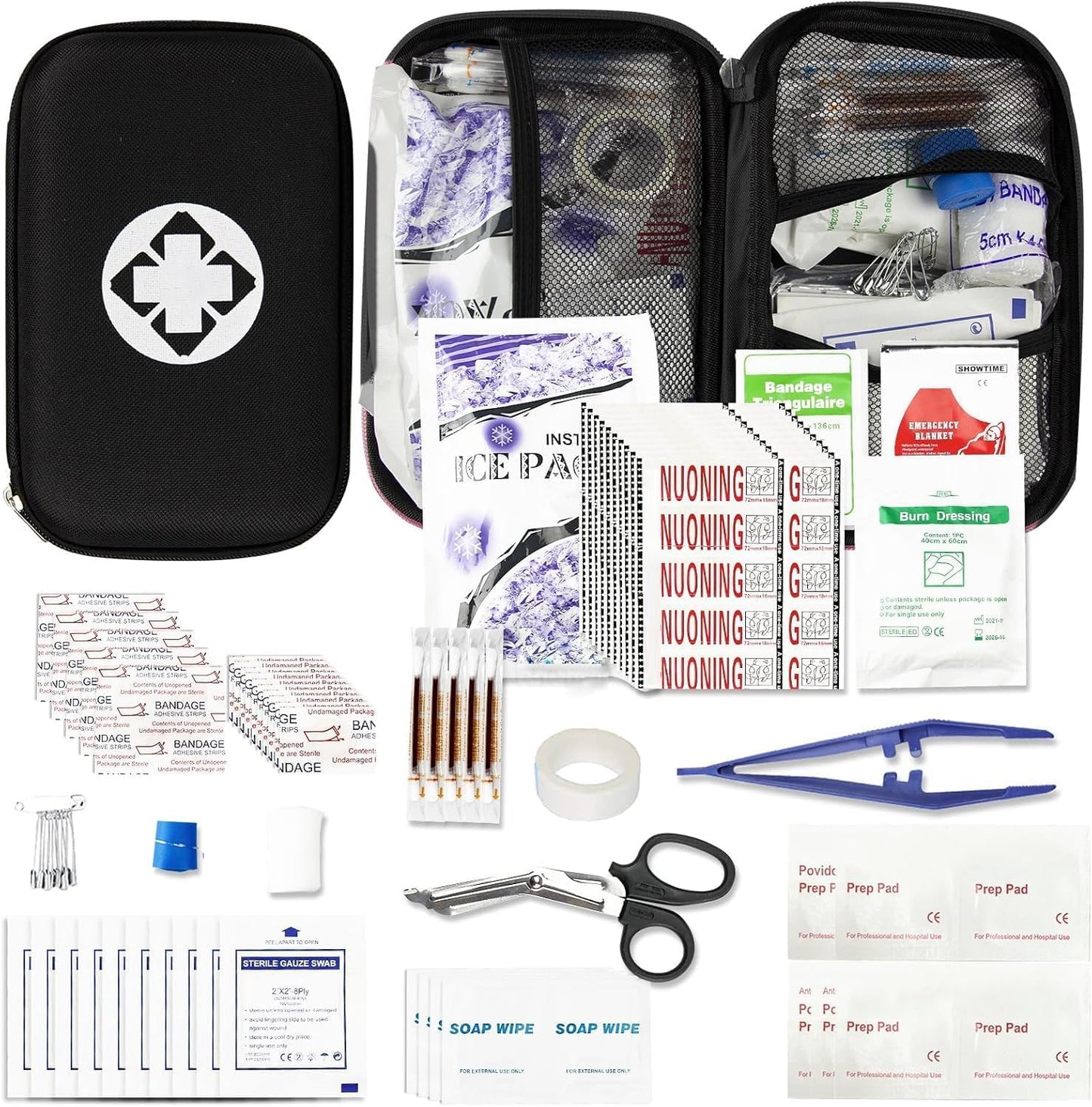 276PCS Small Travel First Aid Kit Supplies for Business, First Aid Kits Backpacking Essentials Items Trauma First Aid Survival Kits for Home Outdoor Adventure, Blue AMORNING