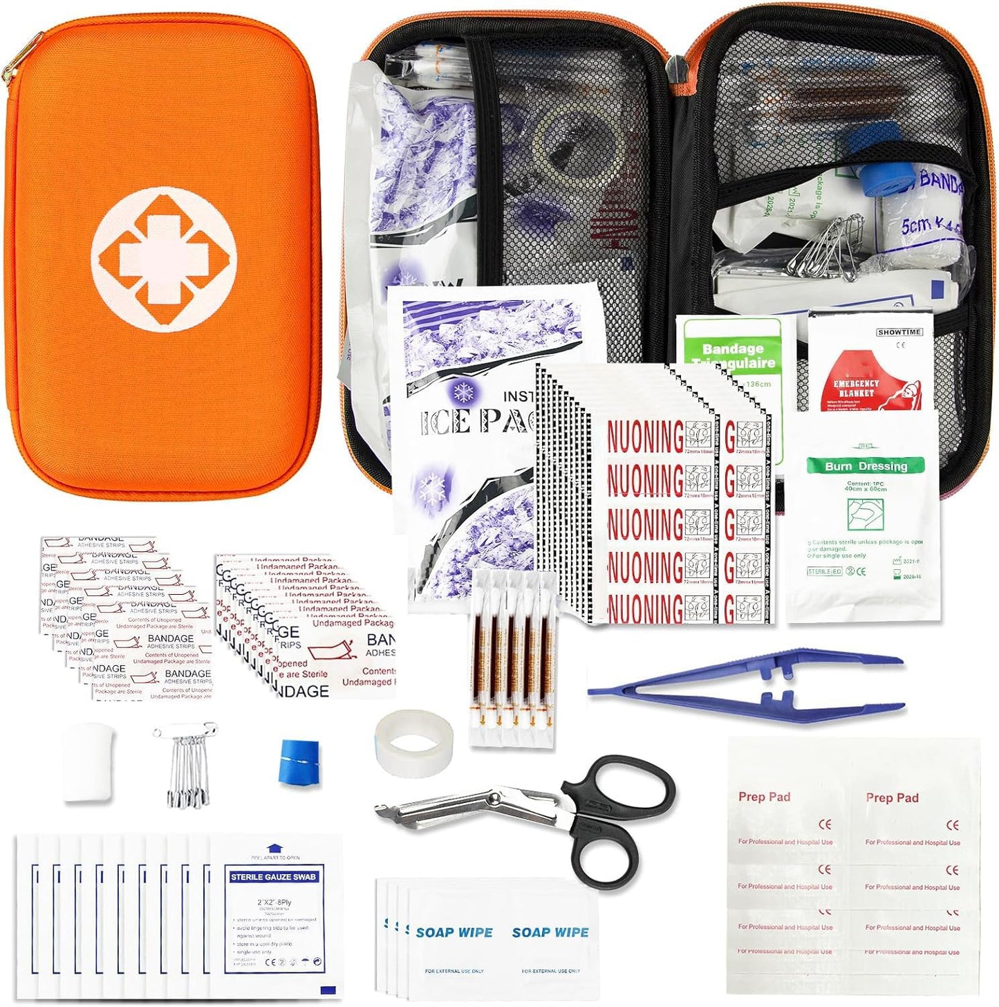 276PCS Small Travel First Aid Kit Supplies for Business, First Aid Kits Backpacking Essentials Items Trauma First Aid Survival Kits for Home Outdoor Adventure, Blue AMORNING