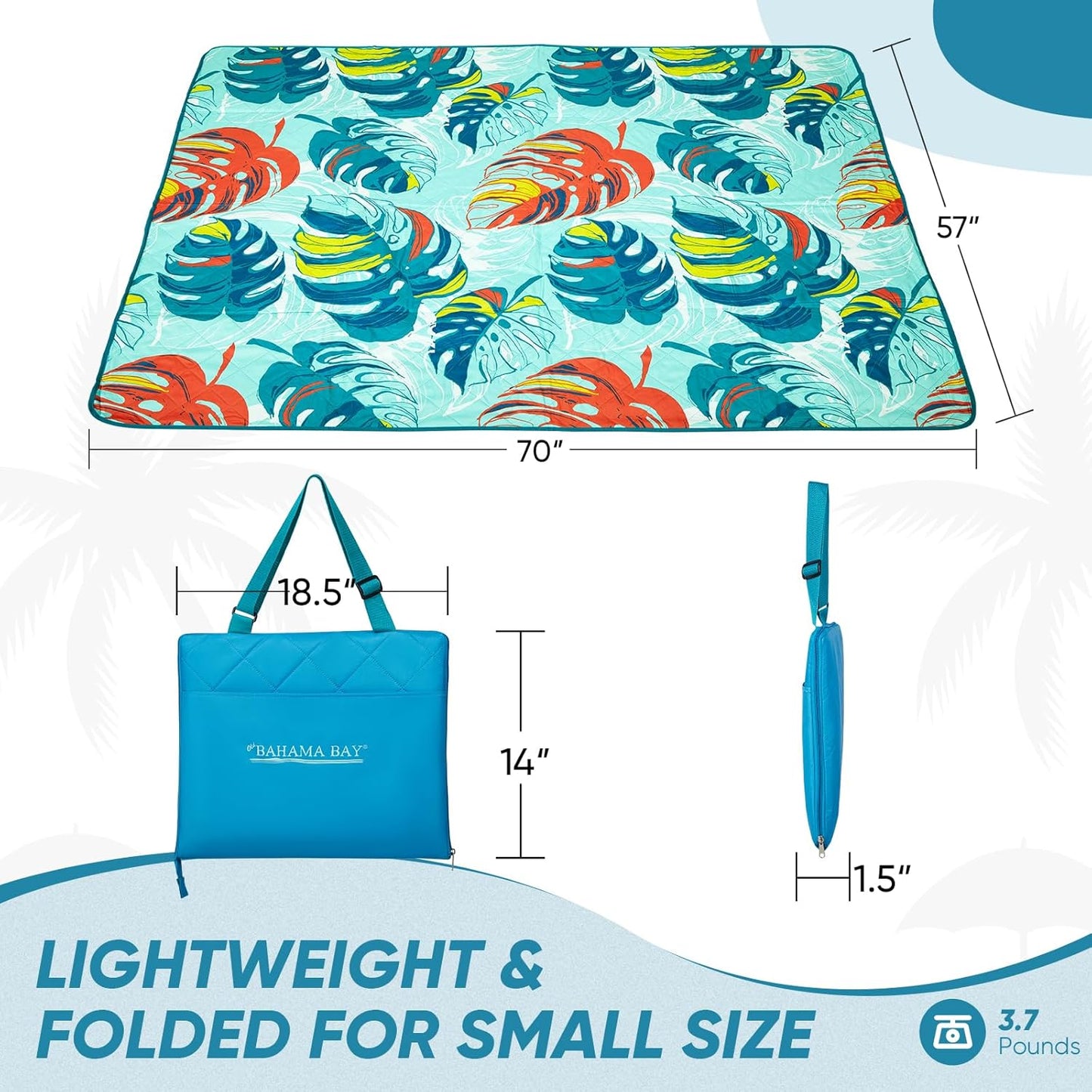 Sand-Proof Beach Blanket — Water-Resistant, Foldable (Old Bahama Bay)