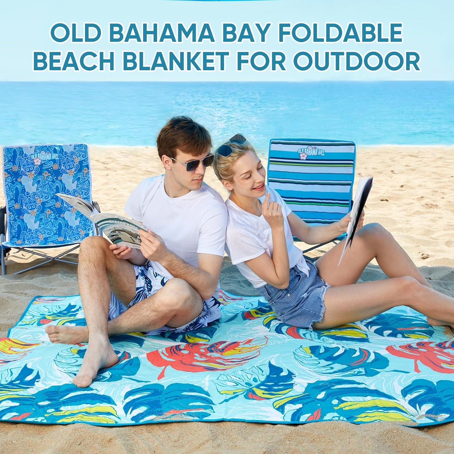 Sand-Proof Beach Blanket — Water-Resistant, Foldable (Old Bahama Bay)