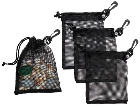 Mesh Find Bags with Clip — Set of 4 (6×8 in, Black)