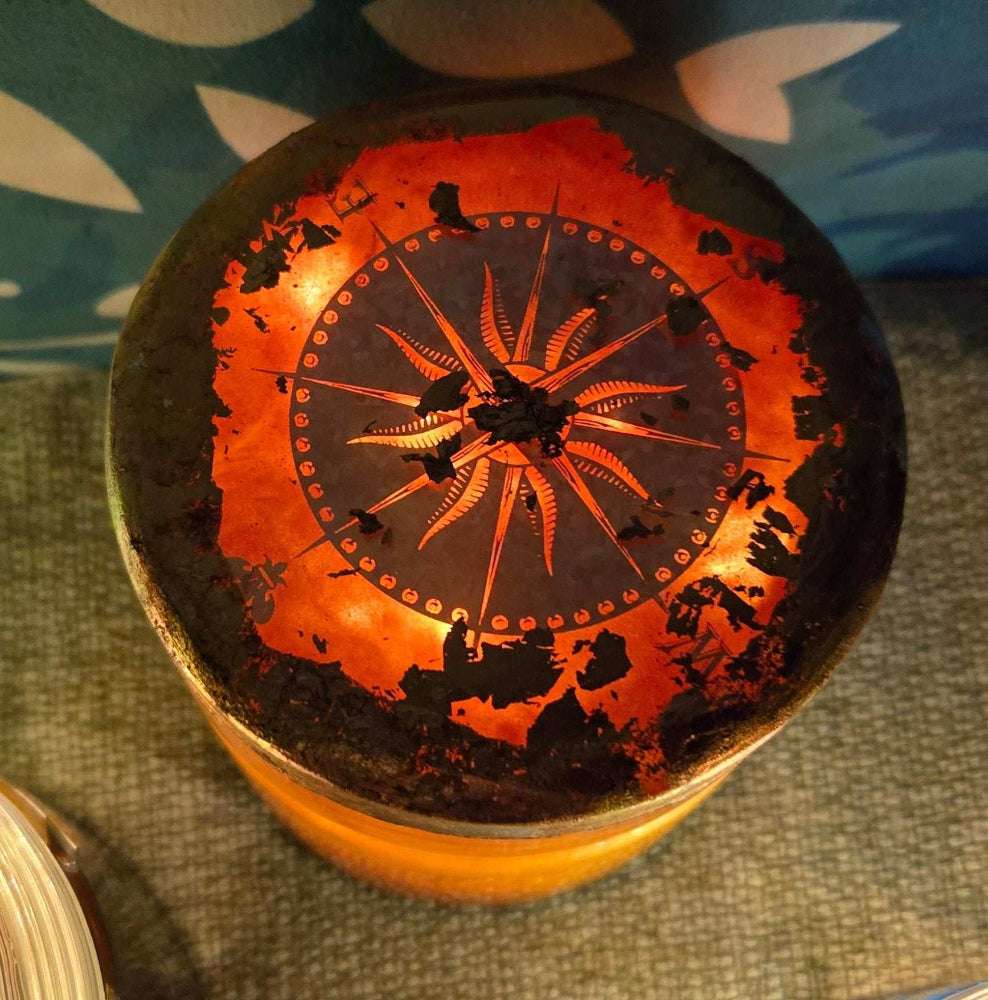 Warm Ambiance Duo Set Tan Resin Ashtray / Trinket Tray and Jar Fossil Art Creations