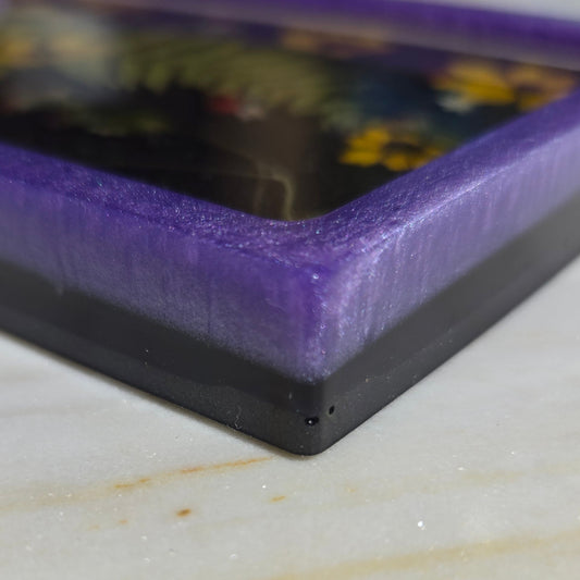 Side Yellow Flower Tray With Purple Rim