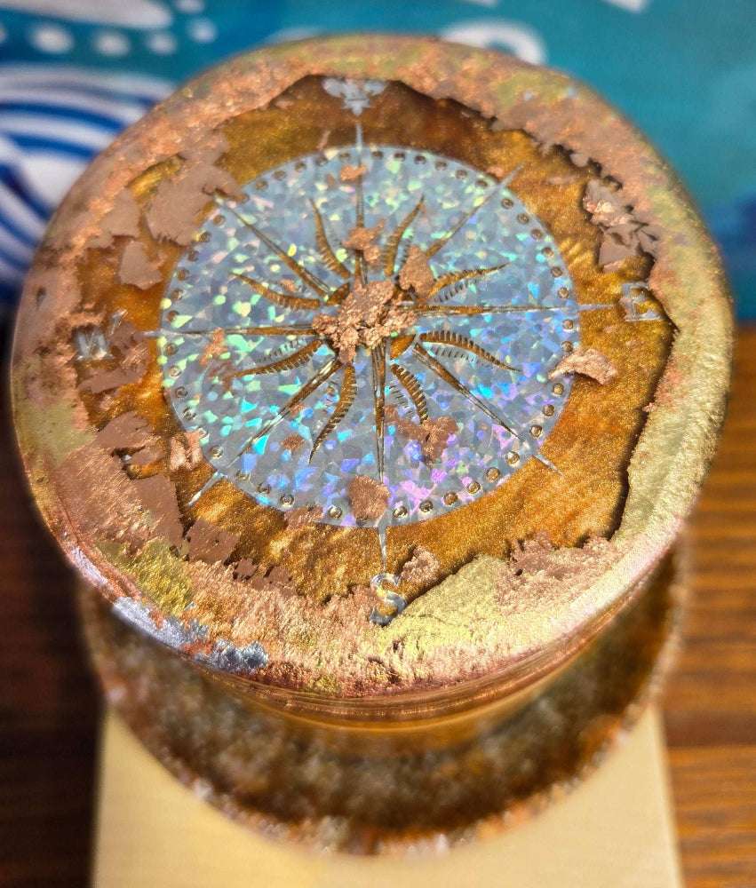 Warm Ambiance Duo Set Tan Resin Ashtray / Trinket Tray and Jar Fossil Art Creations